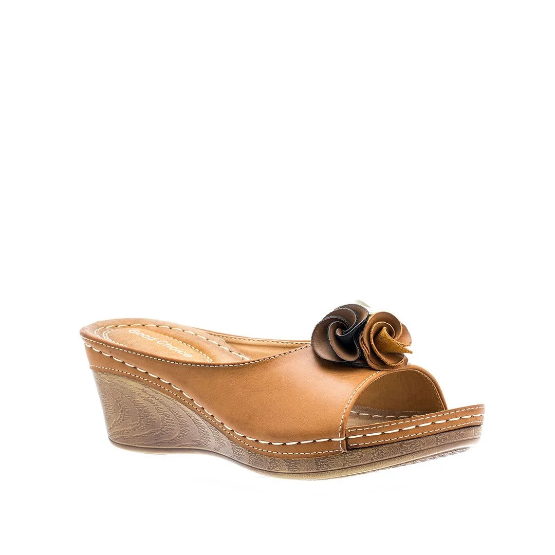 Size: 8.5: Good Choice Women's Sydney Tan Wedge Sandals