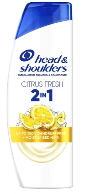 Head & Shoulders citrus fresh 2in1 anti dandruff shampoo for greasy hair 330ml. daily use
