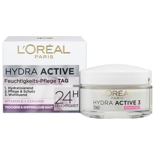Loreal Paris Hydra Active 3 Face Cream for Dry Sensitive Skin, 50ml