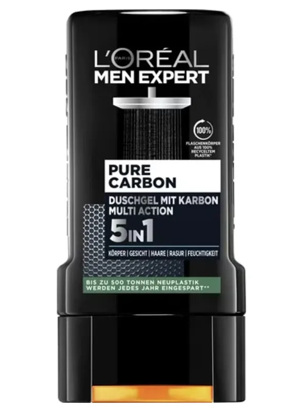 Loreal Paris Men Expert Pure Carbon Shower Gel with Carbon, Multi Action 5-in-1, 250ml