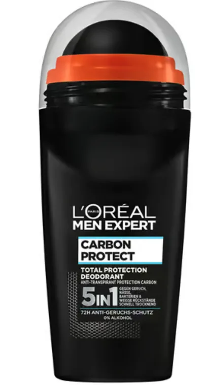 Loreal Paris Men Expert Antiperspirant Deodorant Roll-On Carbon Protect 5in1, 50ml