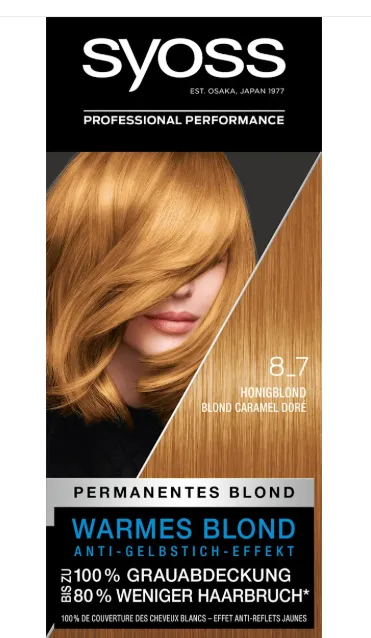 Syoss Colours Coloration 8_7 Honey Blonde Level 3 Permanent Colour 115 Ml
