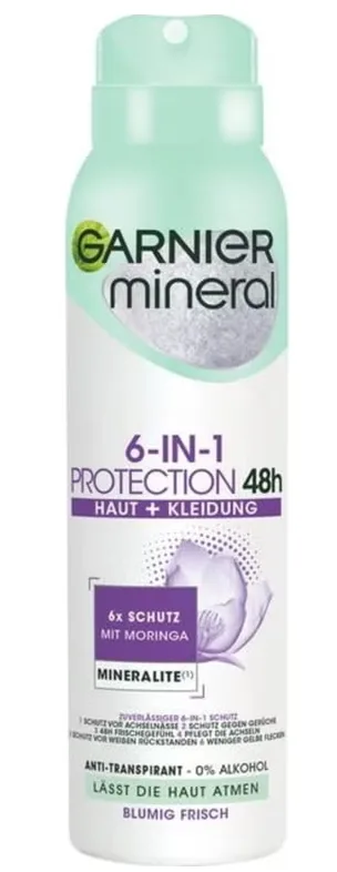 GARNIER mineral Antitranspirant Deospray 6 in 1 Protection, 150 ml