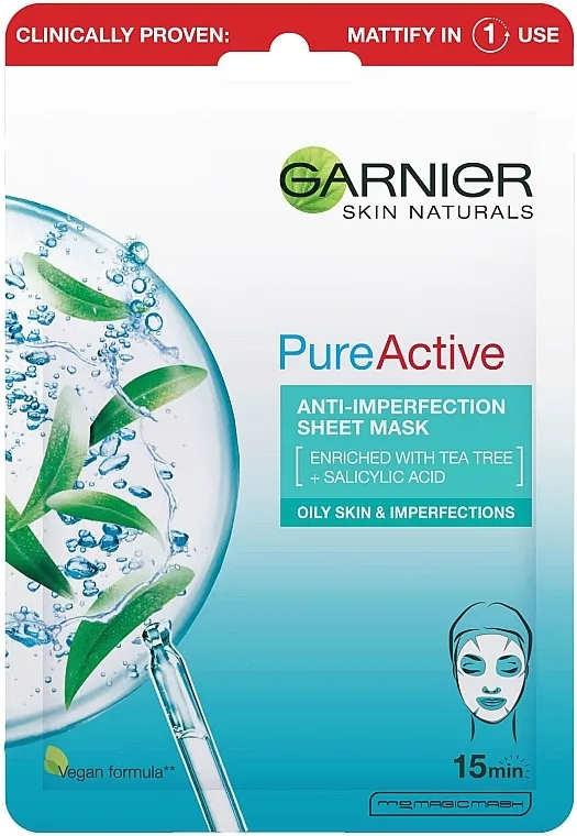 GARNIER PureActive BHA+niacinamide anti-imperfection sheet mask 22g