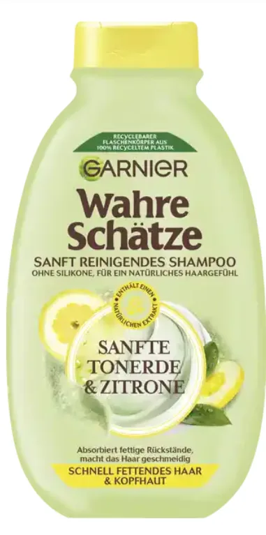 Garnier True Treasures Shampoo Gentle Clay & Lemon Quickly Oily Hair & Scalp 250ml