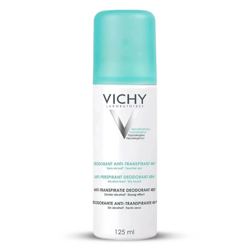Vichy deodorant 48h2 antiperspirant spray to treat white and yellow stains 125 ml