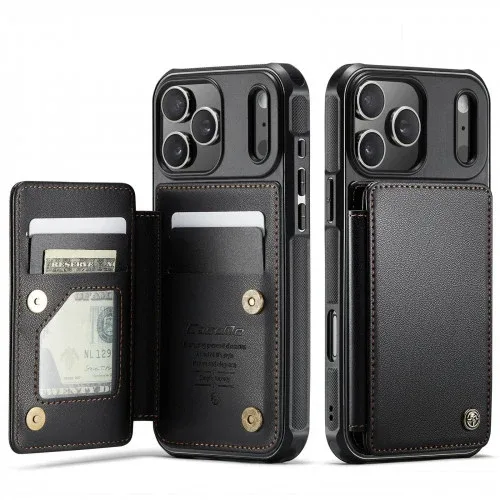 iPhone 17 Pro Max Case with Card Holder, Wallet Case for Women Men with RFID Blocking, Durable Leather Kickstand Magnetic Clasp Shockproof