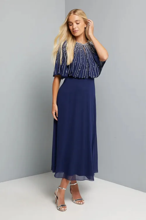 Size: 46- Wallis Petite Linear Embellished Midi Dress
