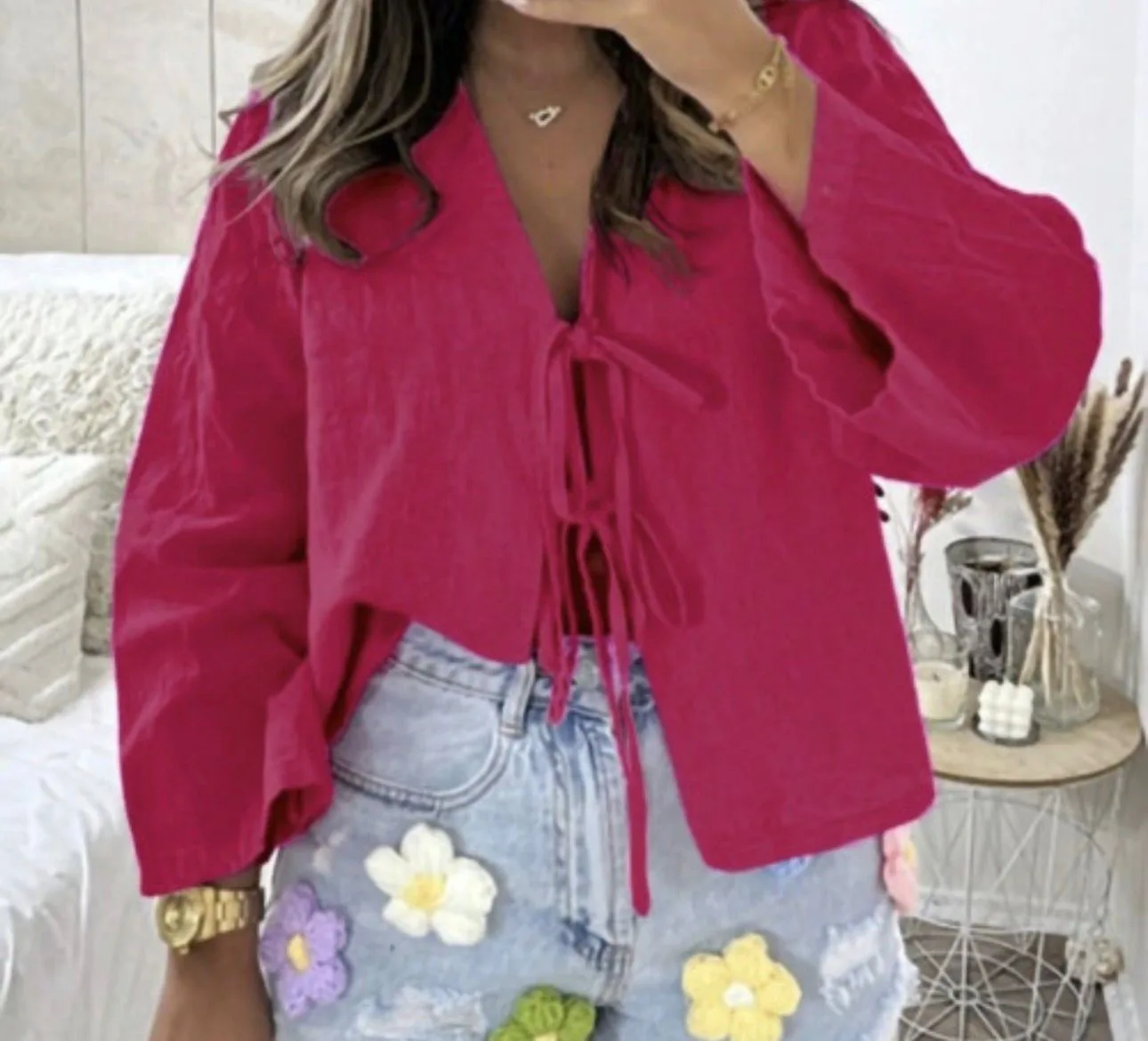 Size: M-Shein Women's Pink Shirt