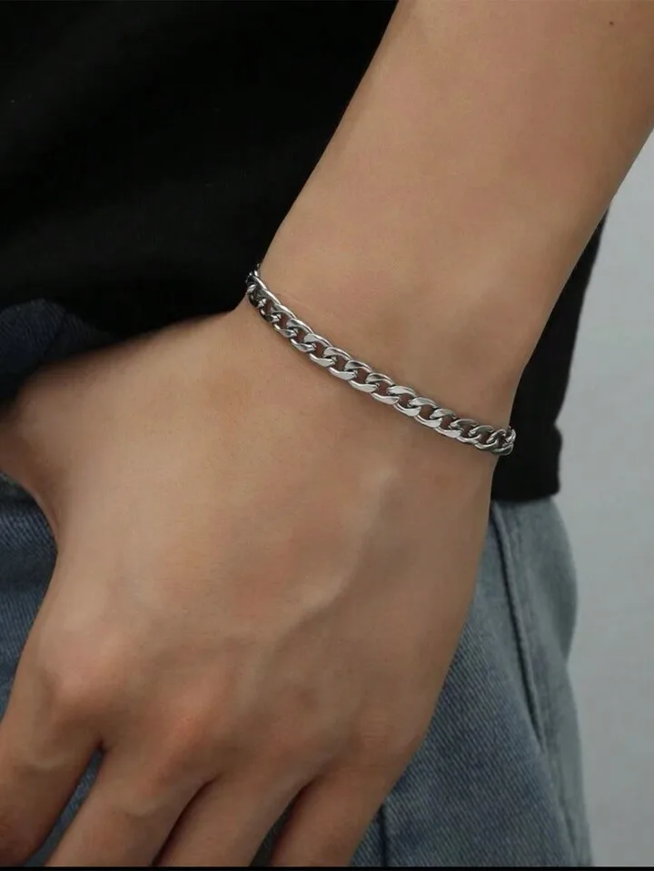 Simple black metal bracelet for men