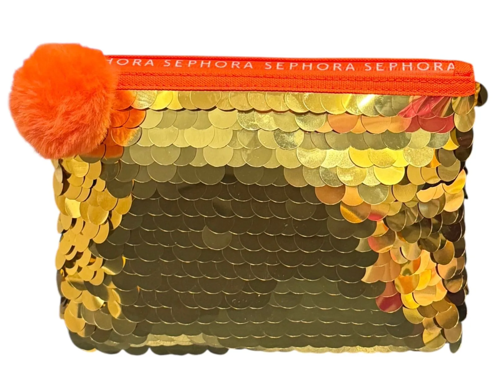 Sephora collection metallic gold sequin makeup & cosmetic pouch