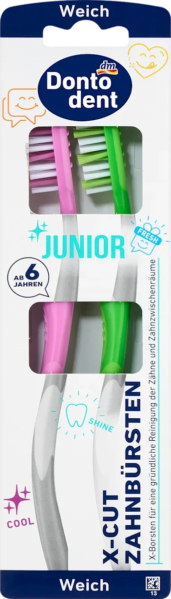 Dontodent Junior X-Cut soft toothbrush, 2 pieces
