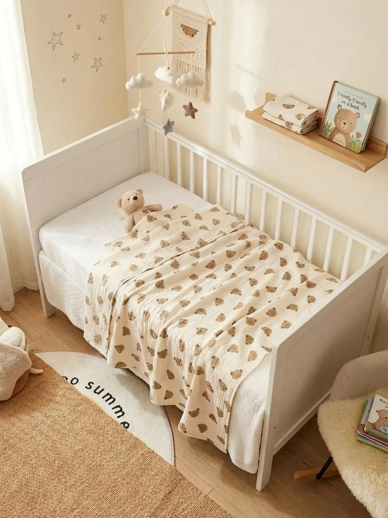 Cartoon print muslin baby swaddle blanket