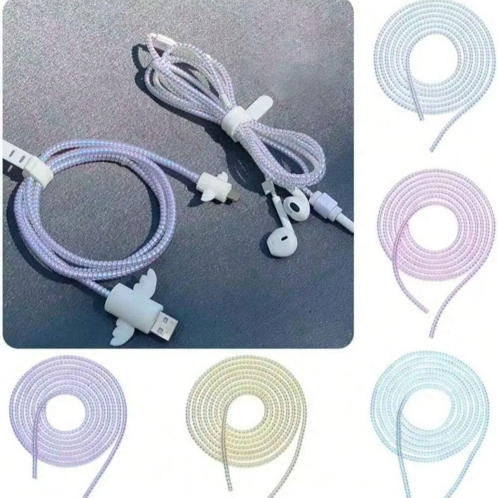 2pcs/ Spiral Cable Protector in Random Colors, Charger Cable Protector.