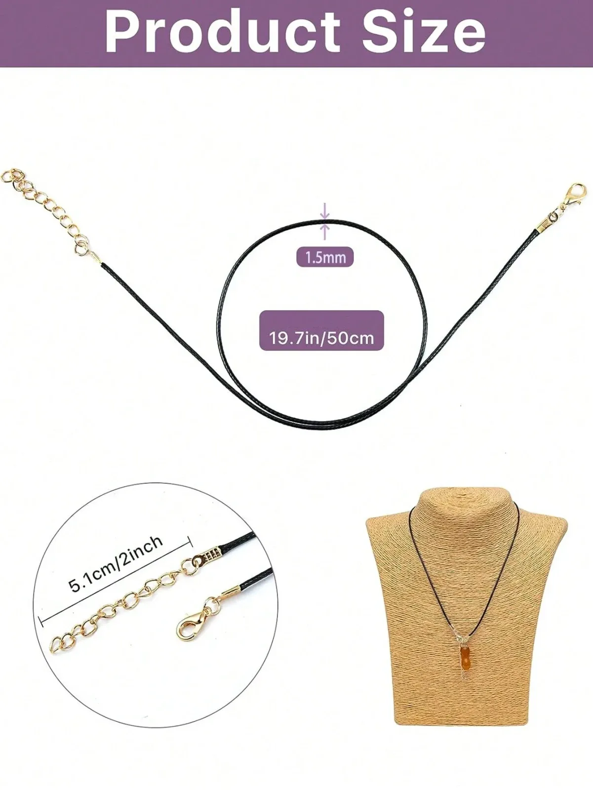 30 pieces of waxed rope necklace with lobster clasp DIY jewelry necklace and bracelet