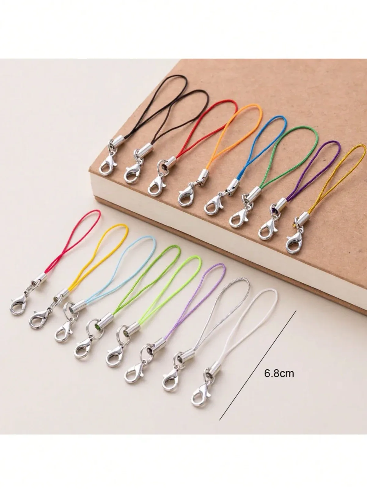 50 pieces of colorful 65mm phone chains with zipper clips