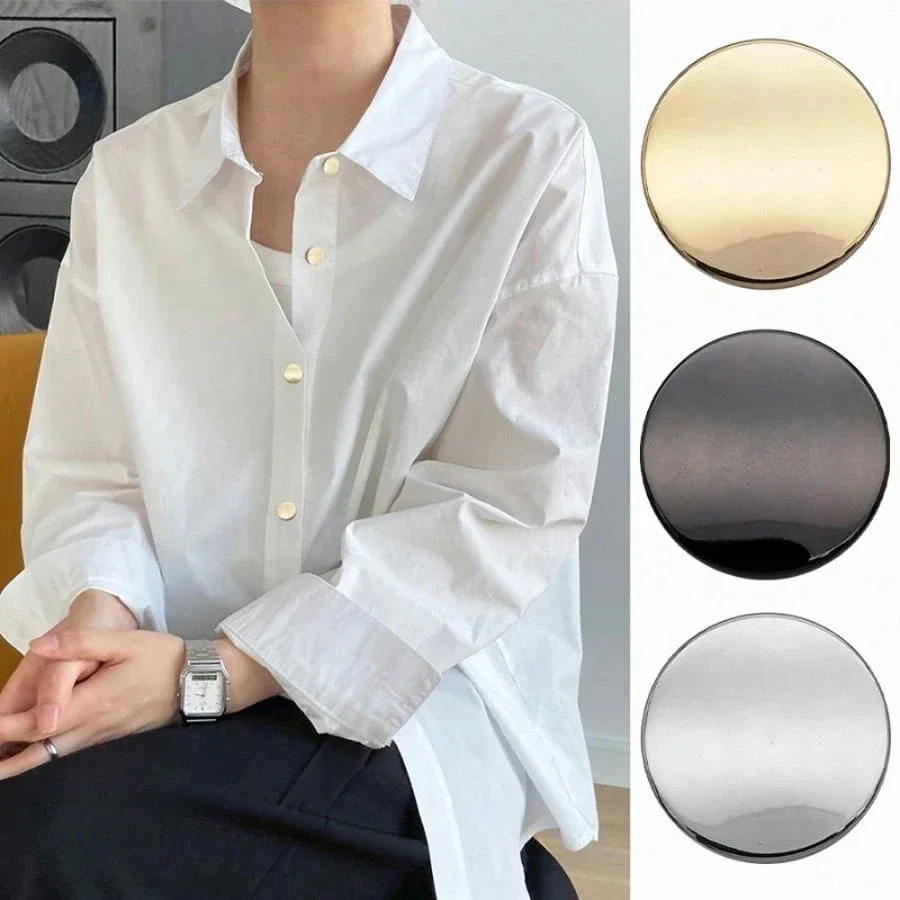 6/12 Pieces GOLD Simple Elegant High Shank Mirror Metal Buttons