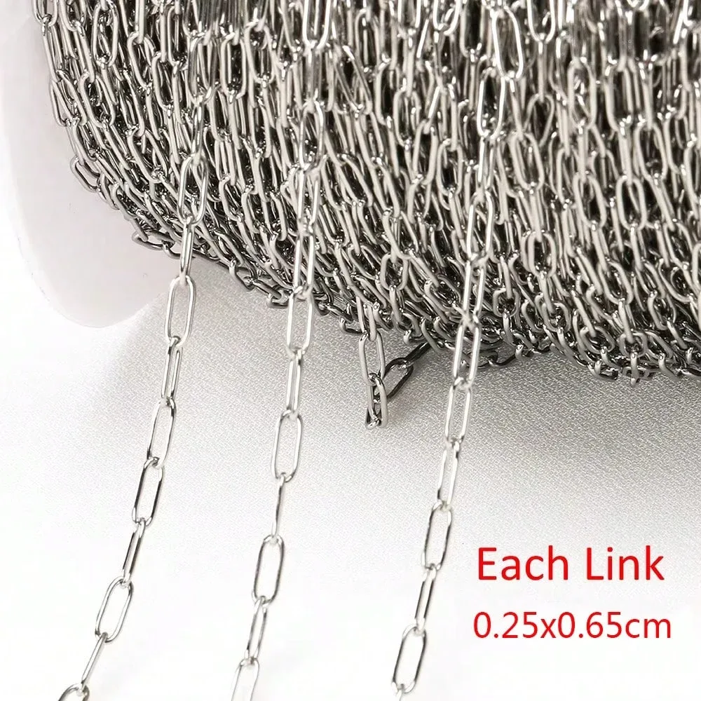 1m/2m Stainless Steel Oval and Square Frame Chain for DIY Handmade Jewelry Making, Necklaces, Bracelets, Accessories
