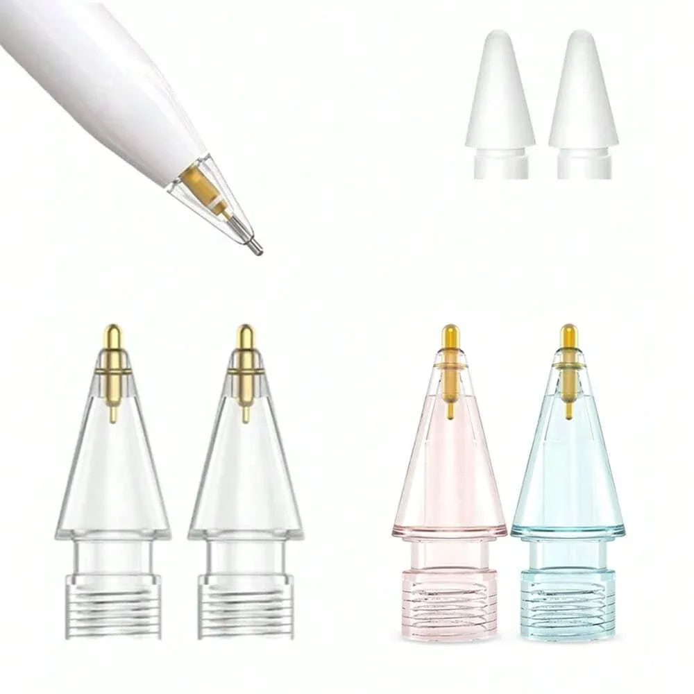 4 Apple Pencil Tips, Replacement Tops for 2nd and 1st Generation, Corrosion-Resistant Metal Slim Stylus Tips for Precise Contro