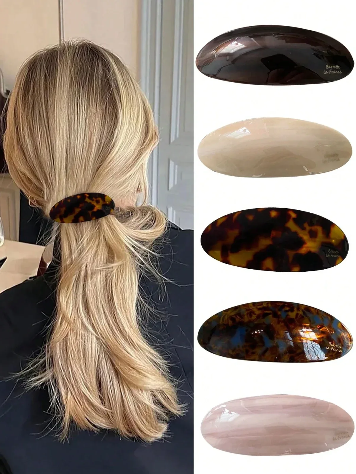 Elegant PINK-tone French-style hair clip, a half-up hairstyle accessory.