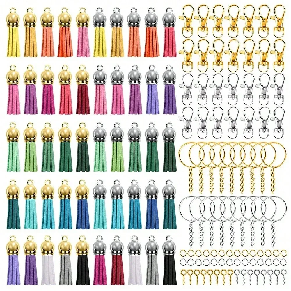 160 pieces/set Keyring, Jump Keys, plus leather growing parts for crafting and jewelry making