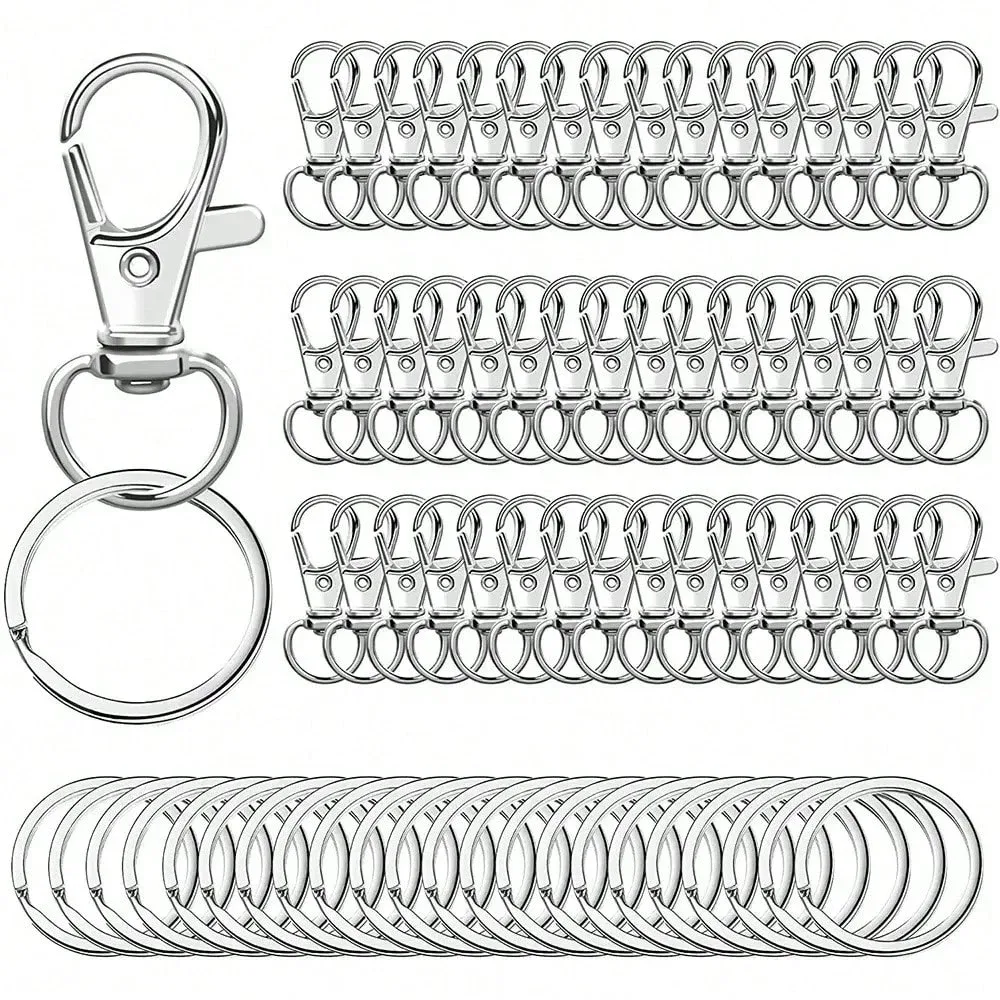 40 piece Keychain with Keyring, Keyring Clip with Ring, for Neck Chains and DIY Jewelry