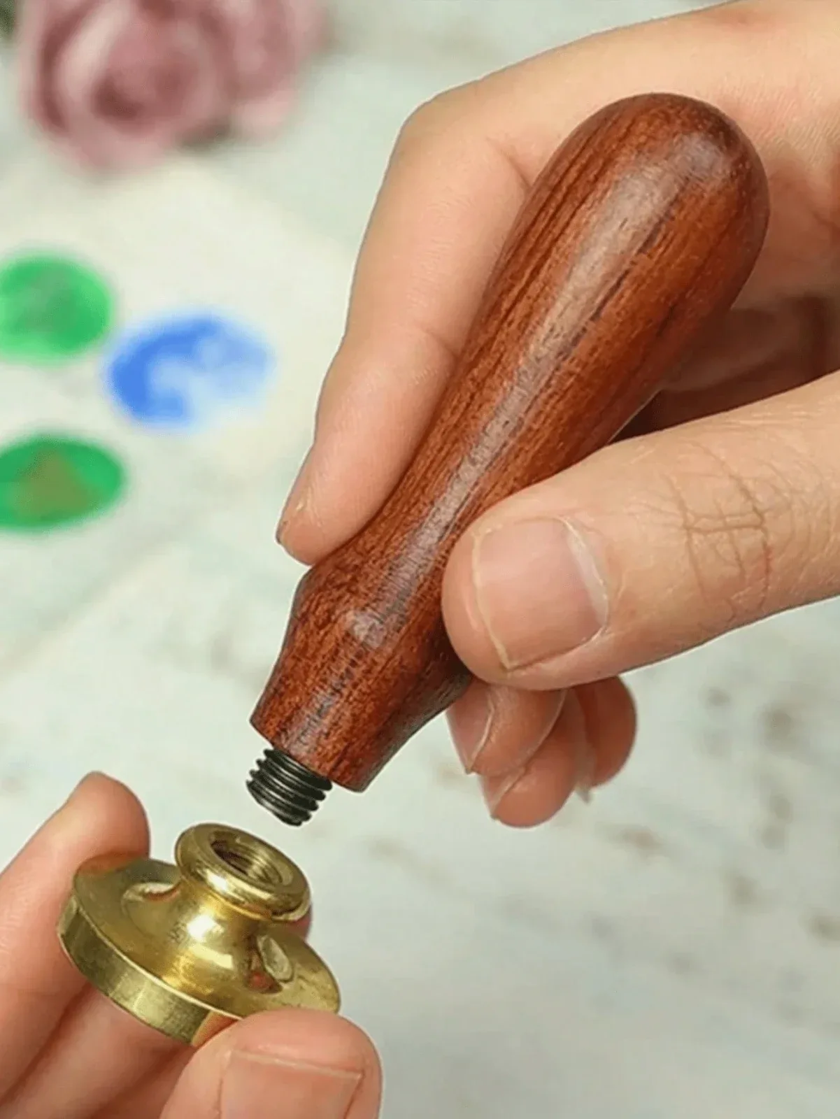 Wax seal set with wooden handle, vintage design, office stationery supplies