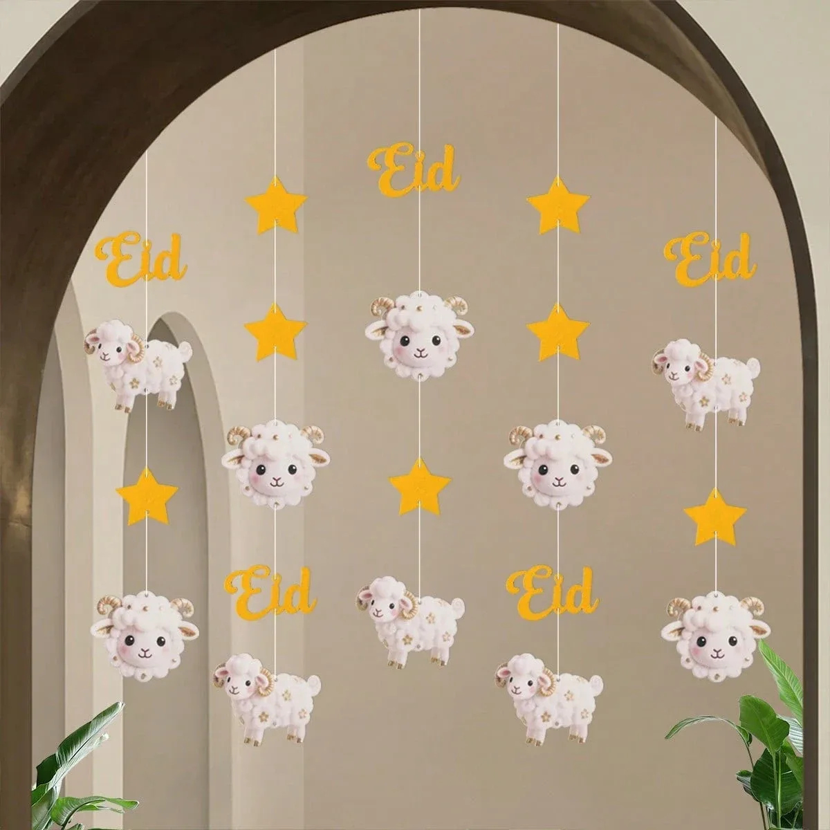 Beautiful black and white sheep/goat hanging decoration for Eid al-Adha, party backdrop wall decoration