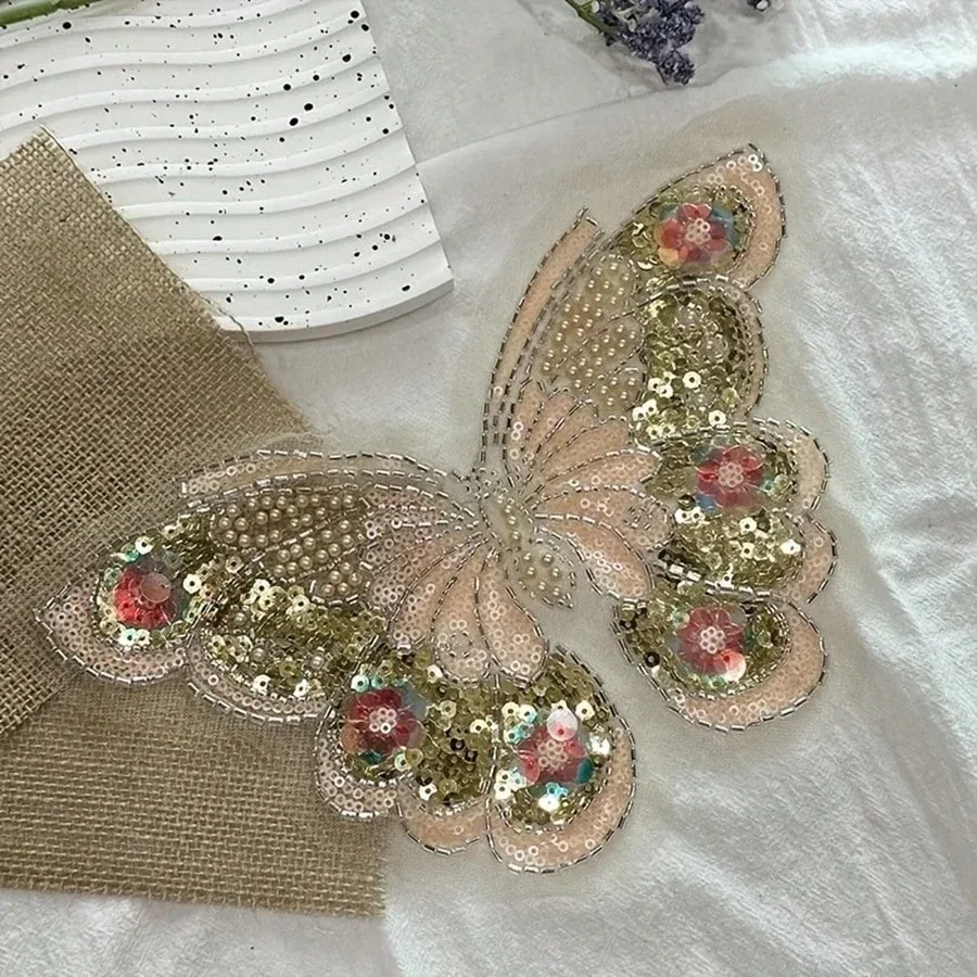 One piece of shiny embroidered butterfly badge, suitable for DIY decoration on skirts, suits, and clothing.