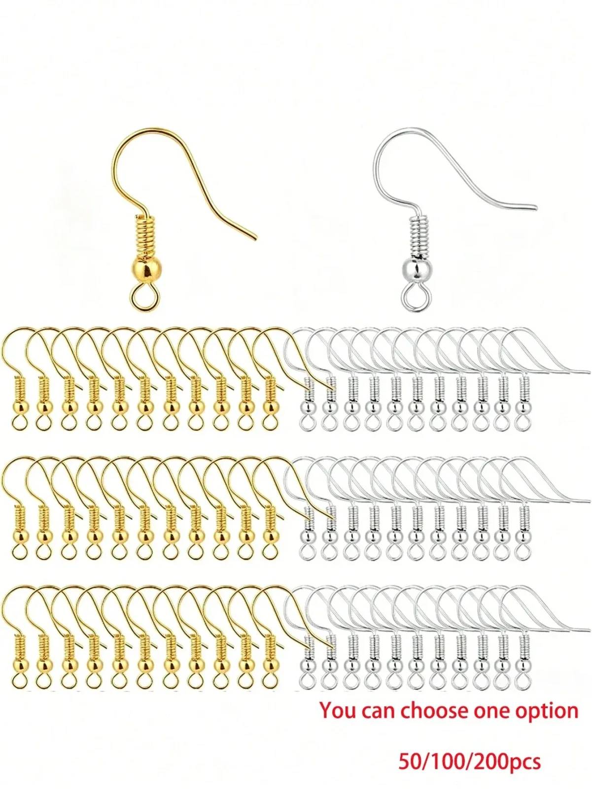 100 pieces of earring making accessories, hypoallergenic stainless steel earring hooks