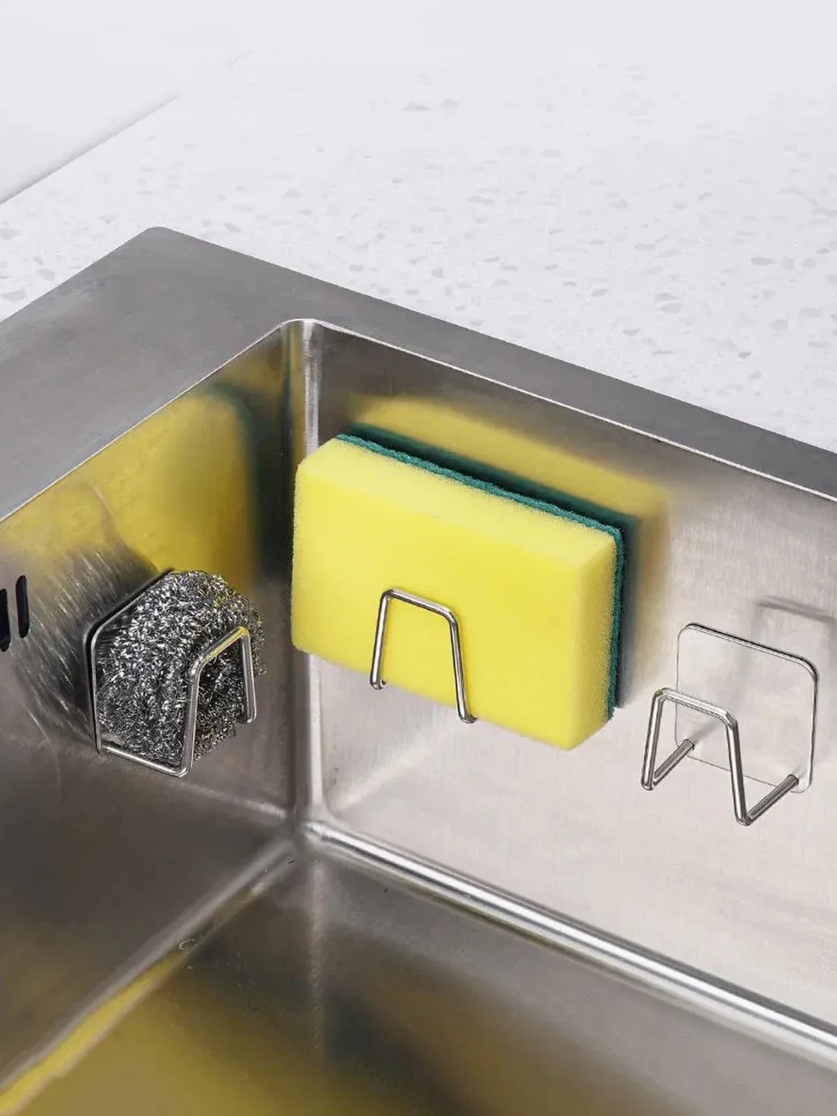 1 Piece Stainless Steel No-Drill Sink Sponge Holder