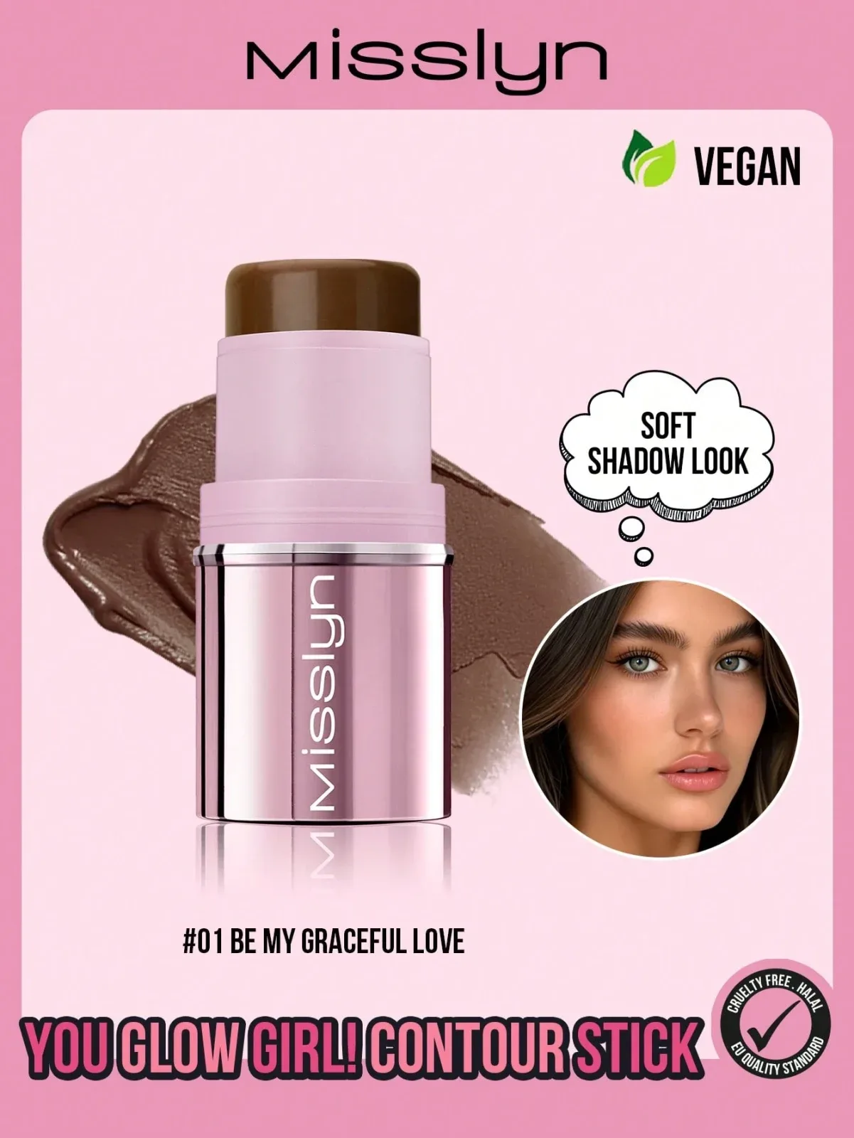 Misslyn - Glamorous Girl! 3-in-1 highlighter stick, bronzer and blush, fresh and non-greasy, waterproof formula, creates radiant makeup easily