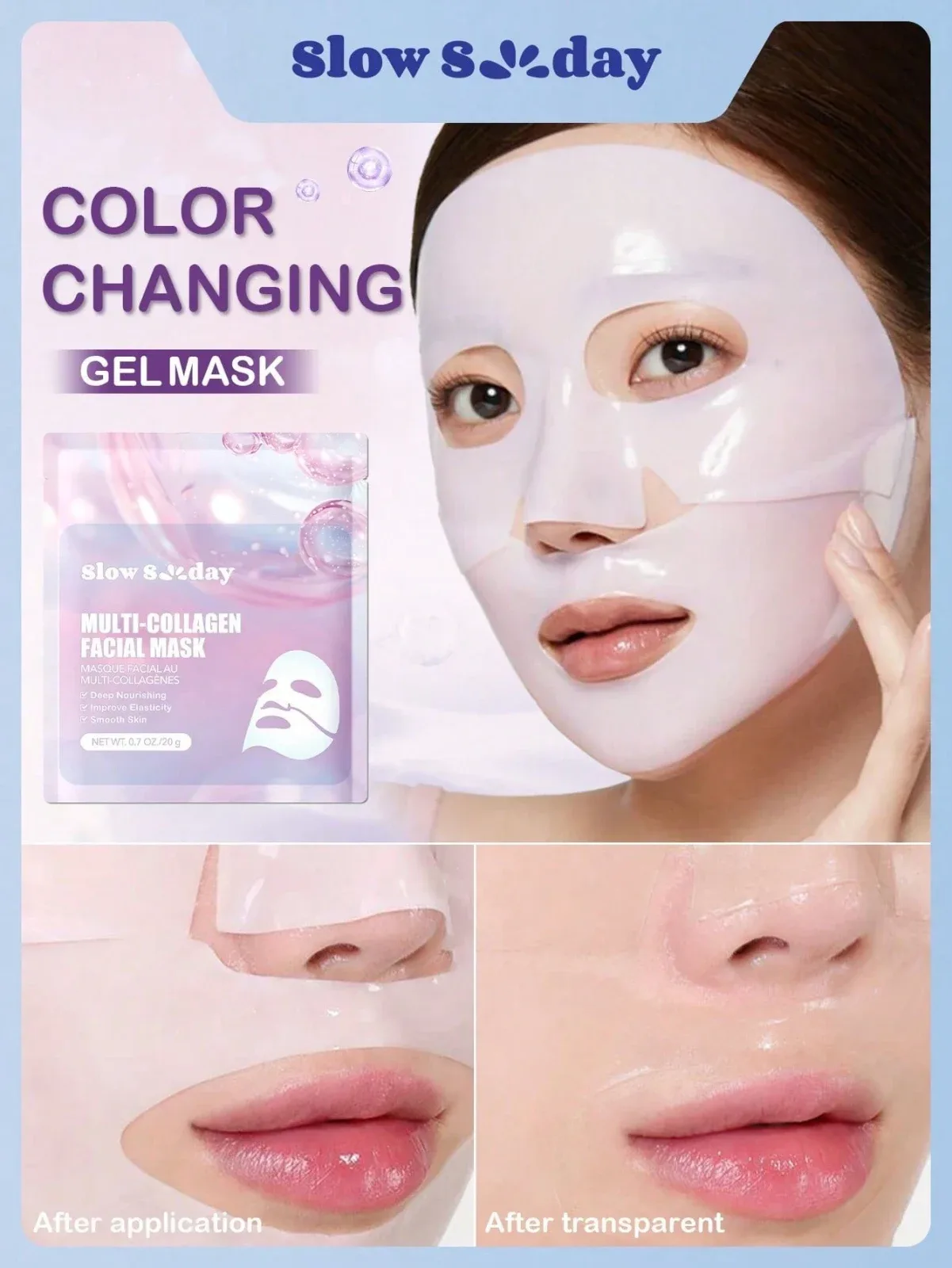 SlowSunday Multi-Collagen Face Mask, Korean Collagen Mask, Gel Collagen Face Mask