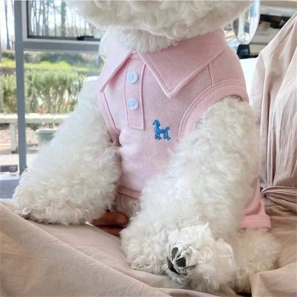 Solid patterned pet polo sweater NAVY BLUE for spring/summer