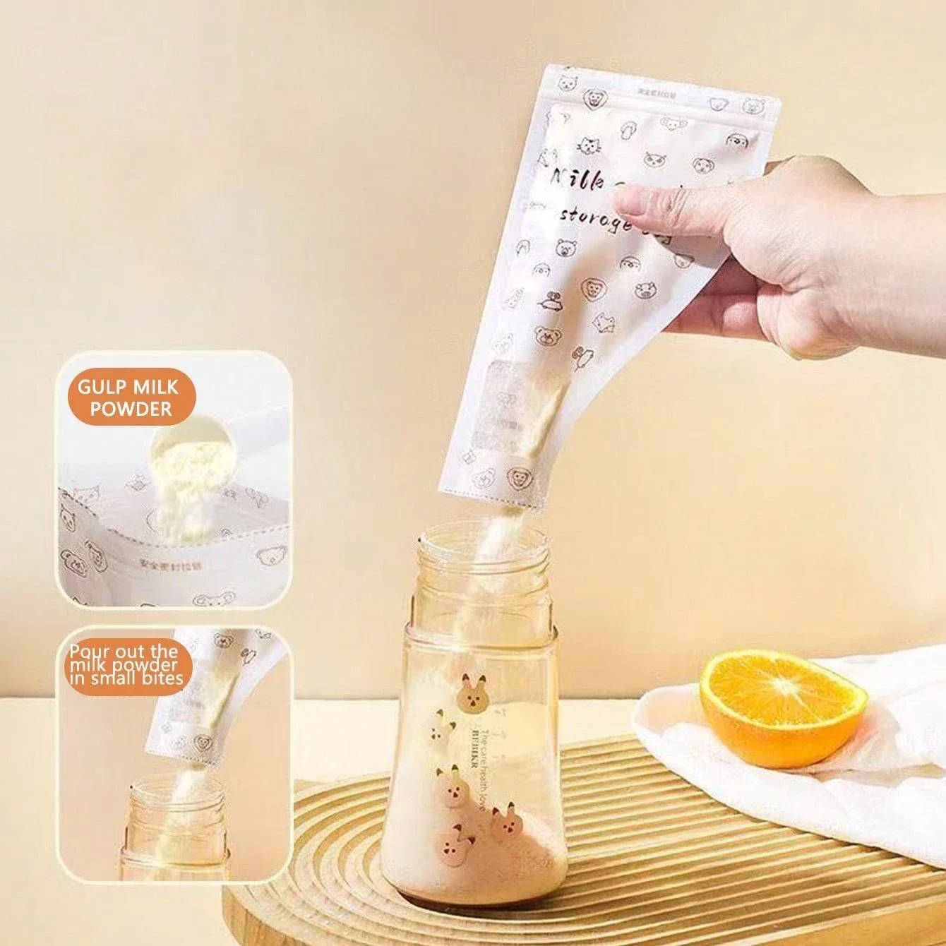 60-piece disposable baby milk storage bags, keep milk fresh, antibacterial, powdered milk bags