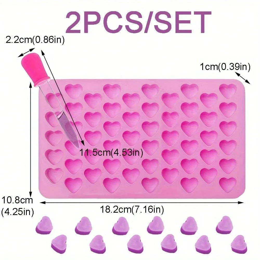 [DIY Candle Molds]  Heart-Shaped Silicone Candle Molds with Scale Design | 55 Cavity Self-Pouring Liquid Wax Dropper Tray, Plastic Droppers