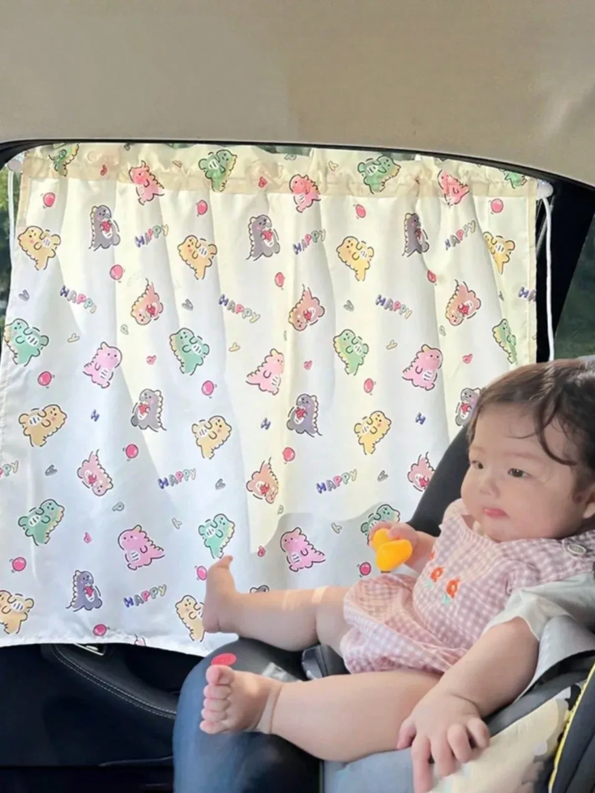 1pc Cartoon Sunshade Curtain for Infant Car Seat, Suction Cup Window