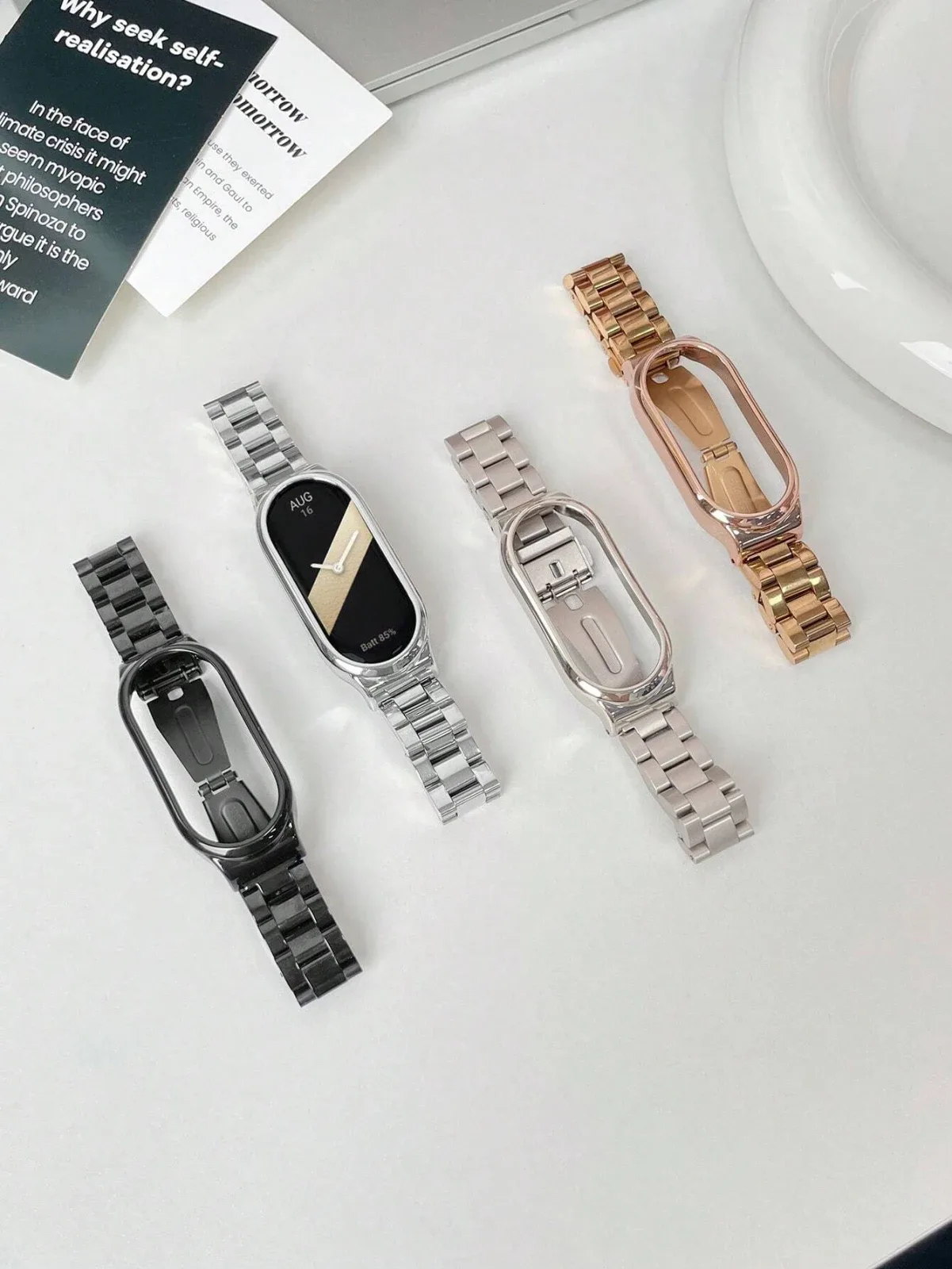 Smartwatch band and stainless steel protective case suitable for Mi Smart Band 8 Active