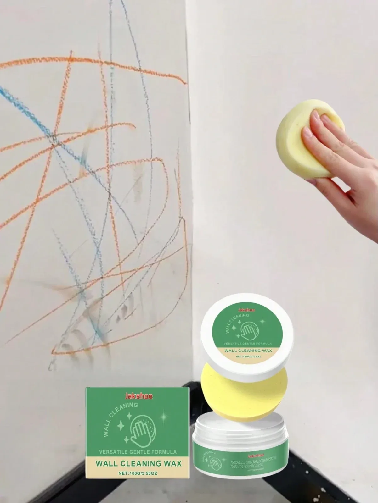 Jakehoe Wall Stain Remover Paste, Household Graffiti & Dirt Cleaning Paste, Renews & Cleans Walls