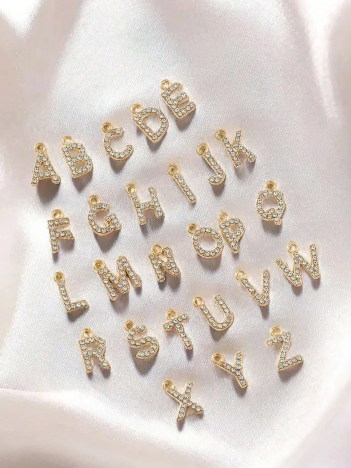 10 Pieces Fashion Charm Metal Zinc Alloy Rhinestone Pendant Forming English Letters (L)