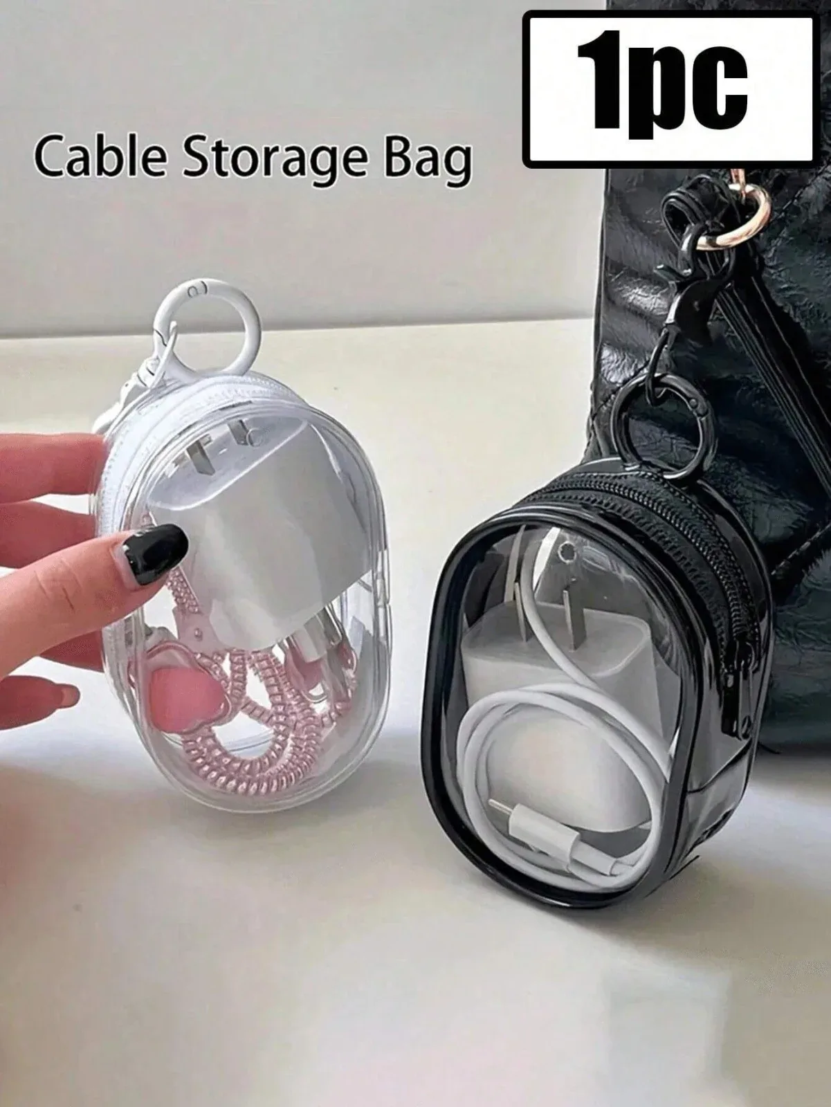 2pcs Small Portable Transparent Zipper Storage Bag, Multifunctional Jewelry Storage Case,