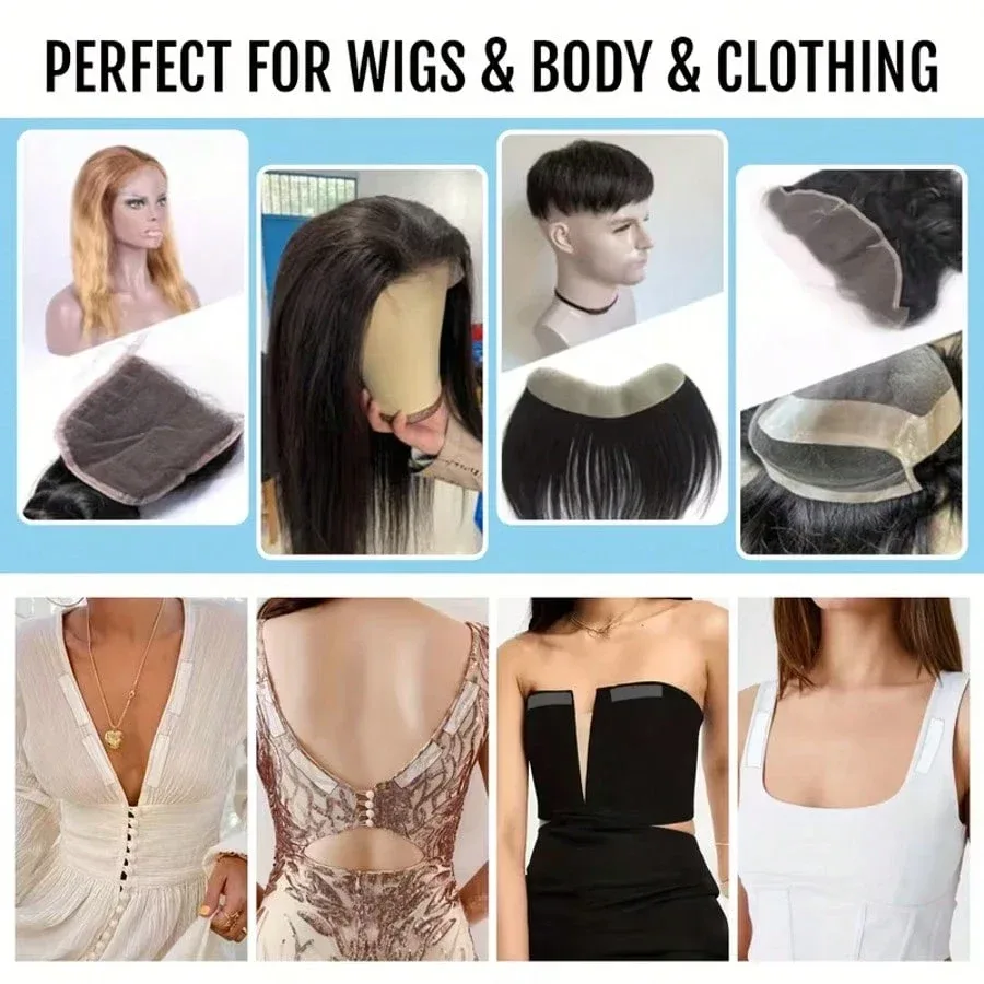 Goiple /72 Pieces Double-Sided Adhesive Tape for Wigs, Blue Wig Tape, Waterproof, Strong Stickiness, for Weave Front Wigs, Wigs and Accessories
