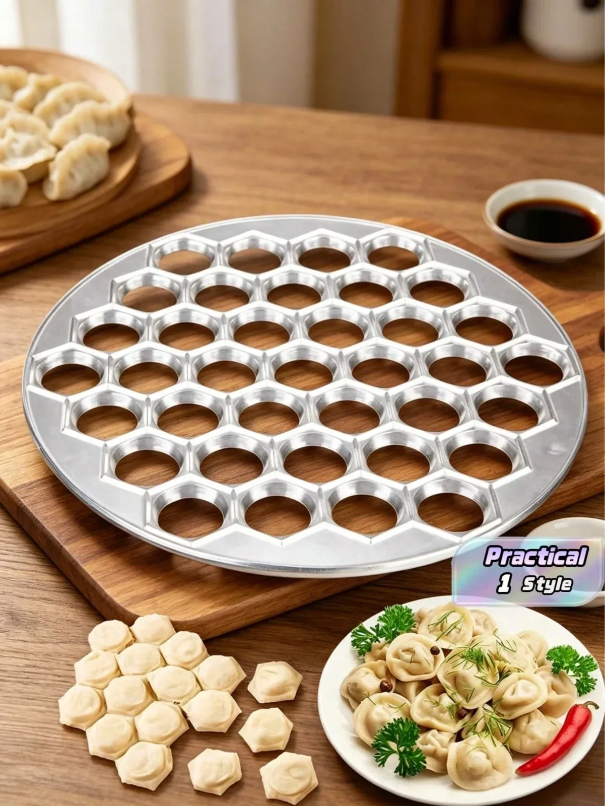 1-Piece Easy-to-Use Aluminum Kibbeh Maker - Ravioli Press with 37 Holes for Dough and Pastries