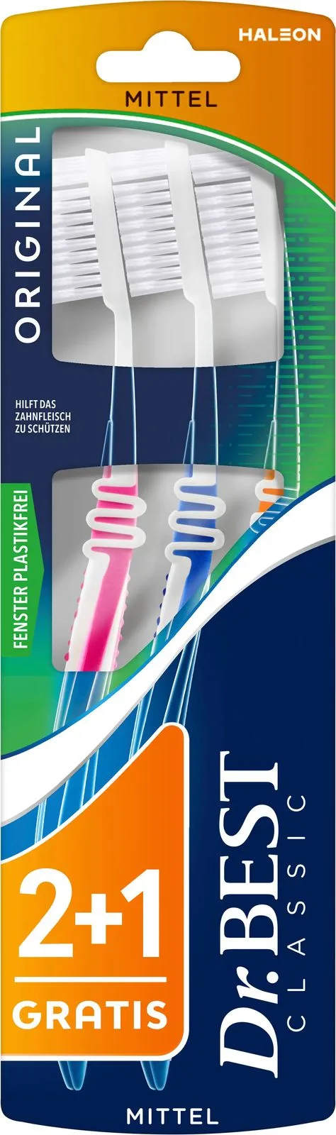 Dr. Best Zahnbürste Classic Original mittel Vorteilspack (2+1 Gratis), 3 St