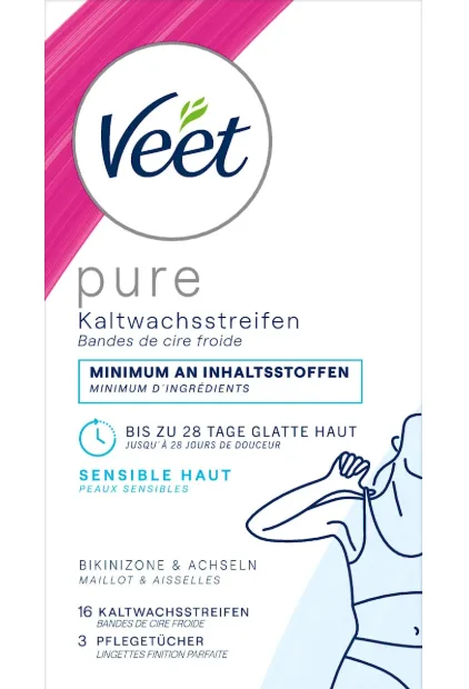Veet Hair Removal Warm- & Kaltwachs Bikini Line & Underarms Bikini & Underarm 16 Stk.