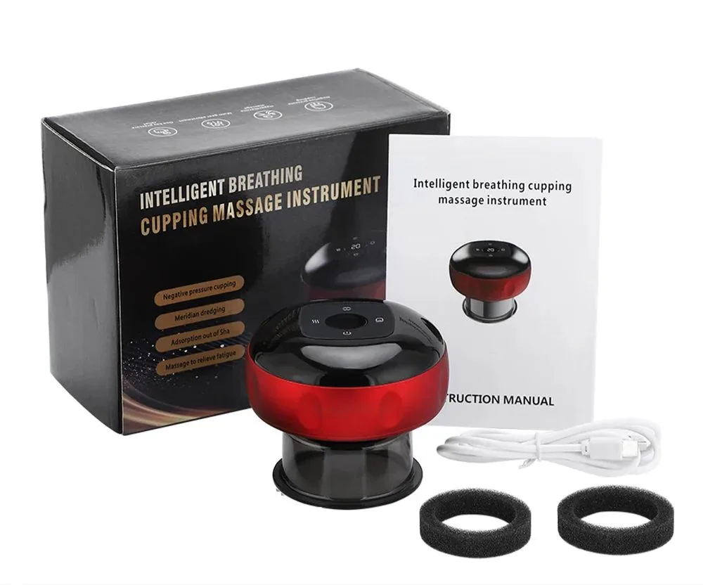 Intelligent Breathing Cupping Massage Instrument Black Electric Therapy Device
