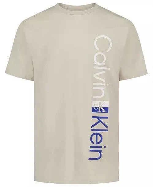 Size: M 10/12-Calvin Klein Boys' 8-20 Vertical CK Short-Sleeve Crewneck T-Shirt