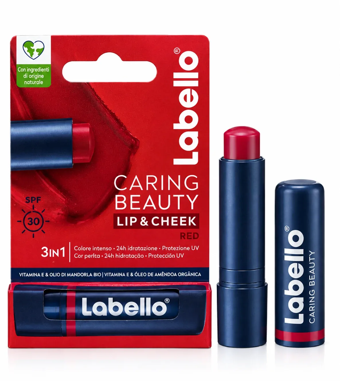 Labello Caring Beauty Lip & Cheek Red 24h Moisture 3In1 30Spf 4.8g