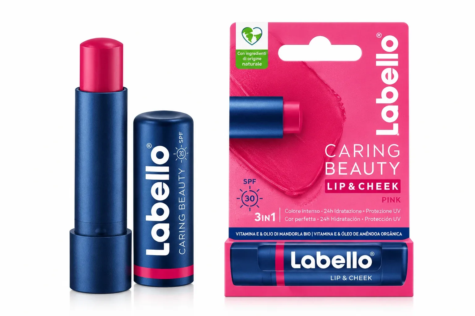 Labello Caring Beauty Lip & Cheek Pink 3In1 24h Moisture 30Spf 4.8g