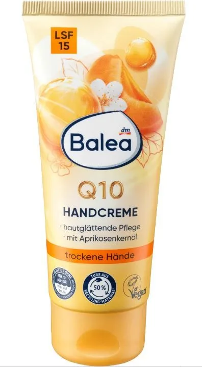 Balea Q10 Anti-Aging Hand Cream with Apricot Kernel Oil & SPF 15 (100ml)